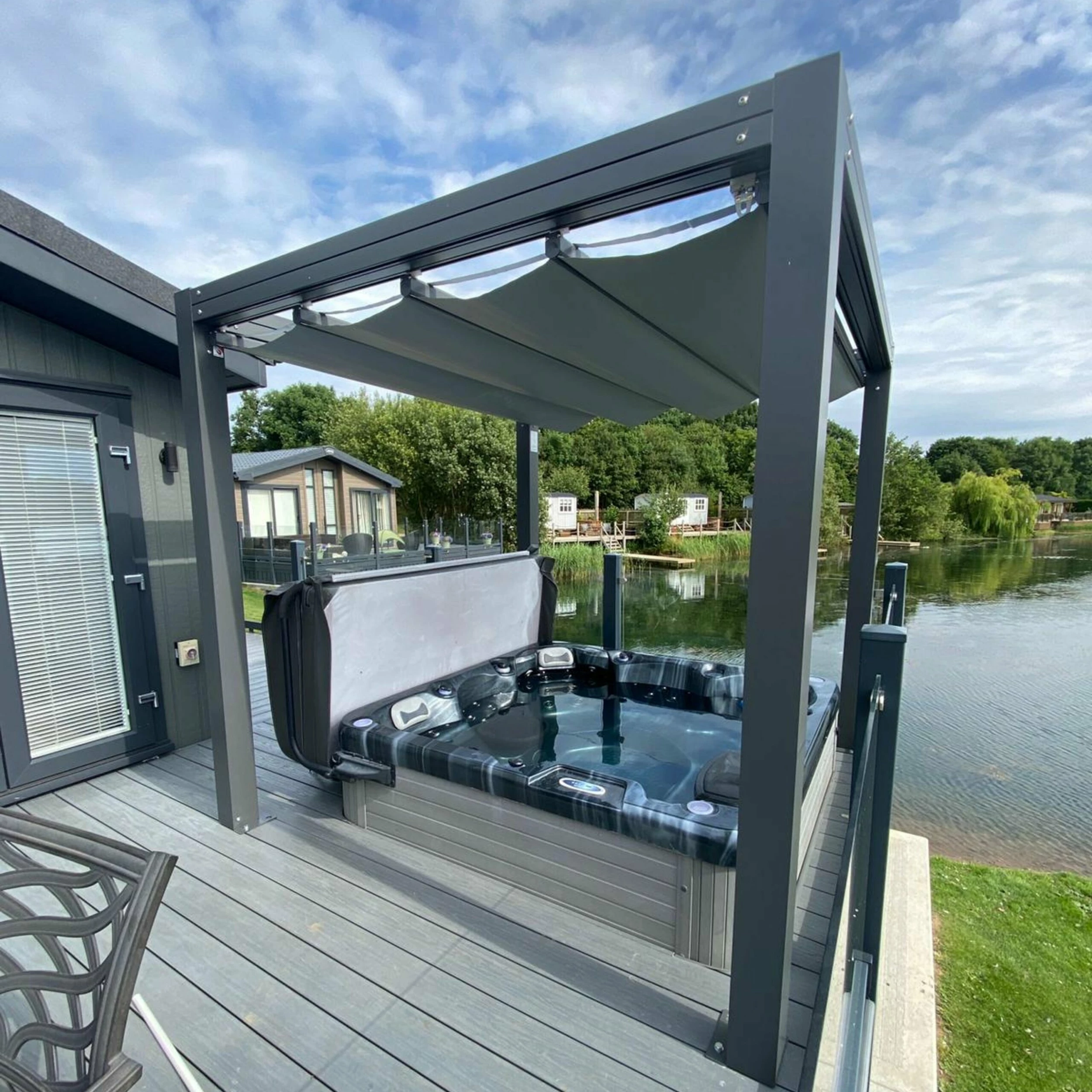 Bespoke Velarium Metal Hot Tub Gazebo With Waterproof Retracting Canopy Roof 4 Bespoke Velarium Metal Hot Tub Gazebo With Waterproof Retracting Canopy Roof - Image 2