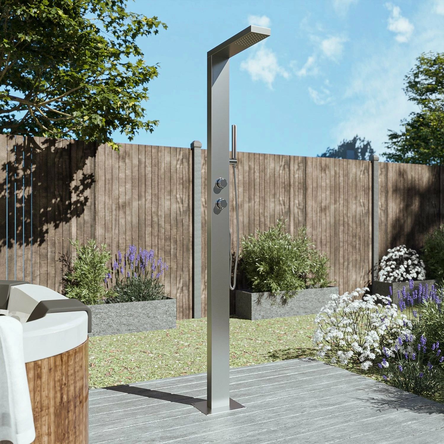Suva Stainless Steel Outdoor Shower With Pencil Handset 3 Suva Stainless Steel Outdoor Shower With Pencil Handset