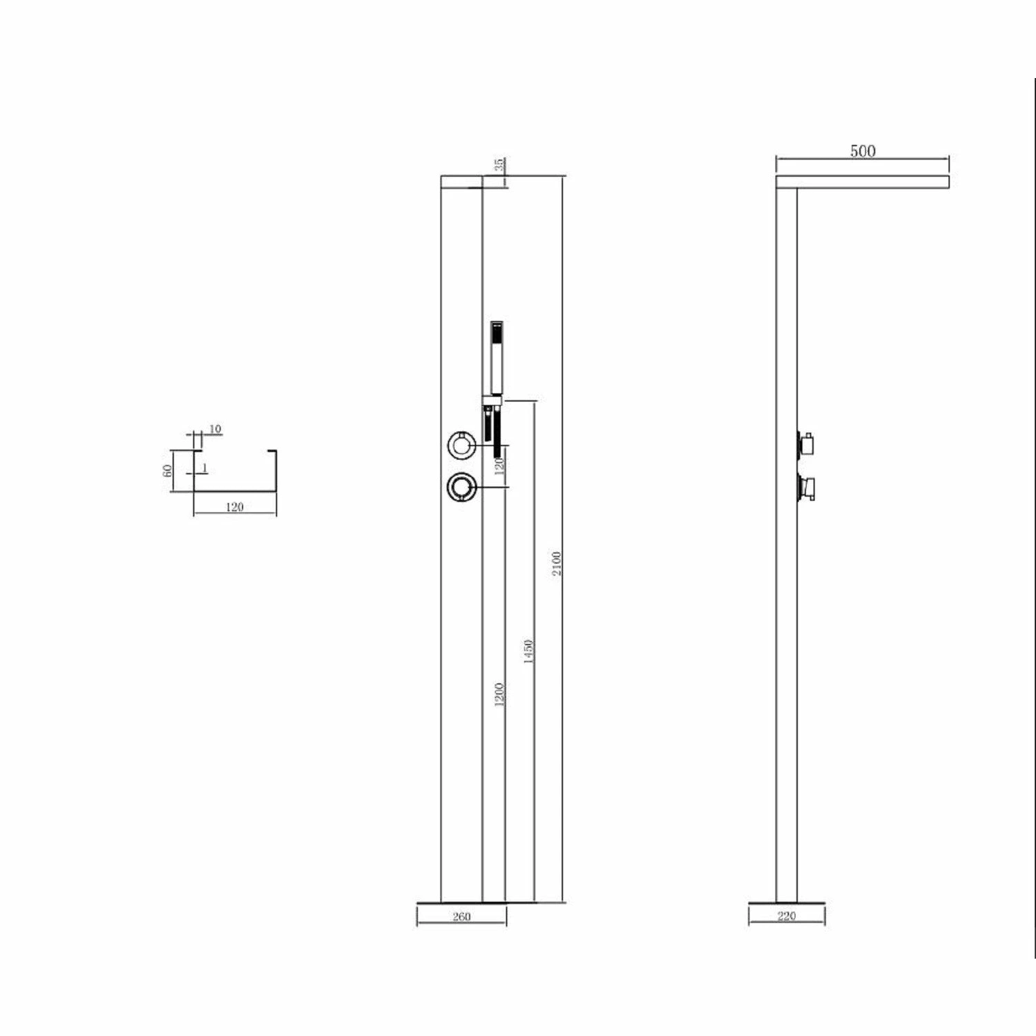Suva Stainless Steel Outdoor Shower With Pencil Handset 5 Suva Stainless Steel Outdoor Shower With Pencil Handset - Image 3