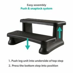 Smart Dual Riser Hot Tub Steps -Outdoor Living Hottubs Shop Black
