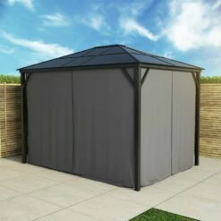 Fortrose 3x4m Black Metal Garden Gazebo With Grey Roof And Sides -Outdoor Living Hottubs Shop FTR060 8 Supersize