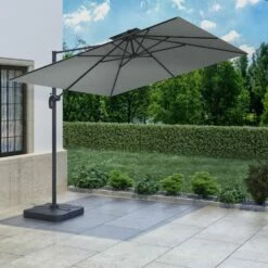 Como 3x3m Grey Square Cantilever Garden Parasol With Base And Cover