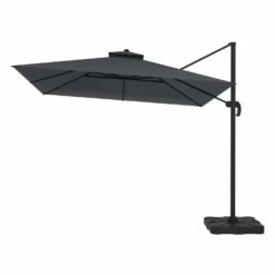 Como 3x3m Dark Grey Square Cantilever Garden Parasol With Base And Cover -Outdoor Living Hottubs Shop FTR065 2 Supersize