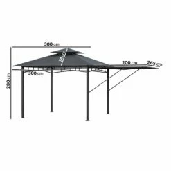 Fortrose 3x3m Black Metal BBQ Shelter Gazebo With Grey Canopy Roof And Retractable Side 15 Fortrose 3x3m Black Metal BBQ Shelter Gazebo With Grey Canopy Roof And Retractable Side -Outdoor Living Hottubs Shop FTR106 5 Supersize