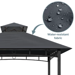 Fortrose 1.5x2.4m Black Metal BBQ Shelter Gazebo With Grey Canopy Roof -Outdoor Living Hottubs Shop FTR108 3 Supersize
