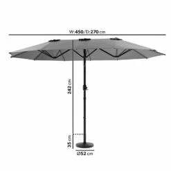 Como 2.7x4.5m Large Double Sided Grey Garden Parasol With Base And Cover -Outdoor Living Hottubs Shop FTR144 3 Supersize