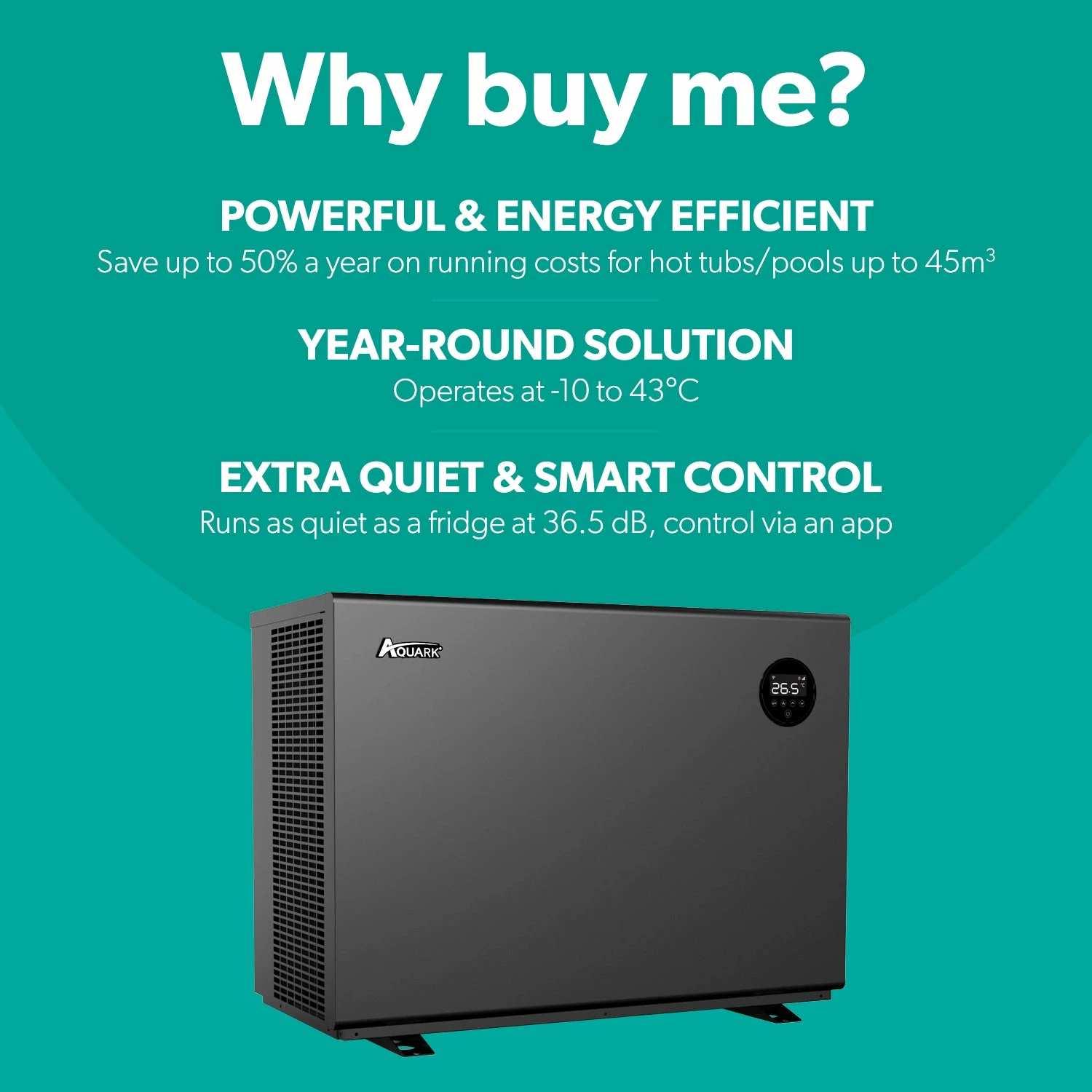 Aquark® Mr Silence 9kW Air Source Heat Pump For Hot Tub/Swim Spa/Pool 4 Aquark® Mr Silence 9kW Air Source Heat Pump For Hot Tub/Swim Spa/Pool - Image 2