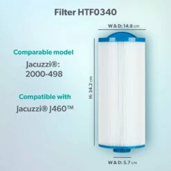 Jacuzzi® J460™ Large 40sq Ft Hot Tub Filter - 2000-498 -Outdoor Living Hottubs Shop Model compatibility dims HTF0340