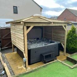 Brentano Wooden Hot Tub Gazebo With Tinted Dome Roof -Outdoor Living Hottubs Shop OnyxTubwithBrentanoGazebo LancasterSquare