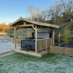 Apex Wooden Hot Tub Gazebo With Roof -Outdoor Living Hottubs Shop OutdoorLookMidnightCanyonApexGazebo Mather4