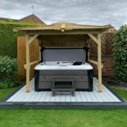 Brentano Wooden Hot Tub Gazebo With Tinted Dome Roof -Outdoor Living Hottubs Shop OutdoorLookandBrentano2