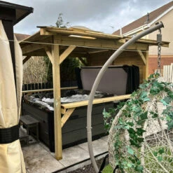 Brentano Wooden Hot Tub Gazebo With Tinted Dome Roof -Outdoor Living Hottubs Shop OutdoorLookwithBrentano Rackley3Square