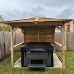 Outdoor Topaz - 3 Person Hot Tub With 2 Loungers -Outdoor Living Hottubs Shop OutdoorTopazPLATGREYwithBrentano2xbars1xside Linwood2Square
