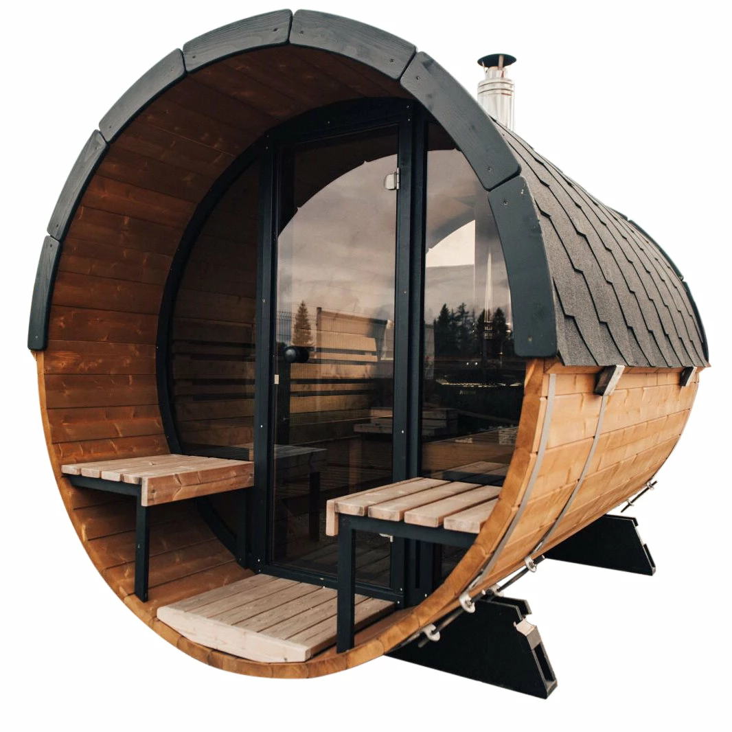 Outdoor Terrace 160 - 2 To 4 Person Barrel Sauna 3 Outdoor Terrace 160 - 2 To 4 Person Barrel Sauna