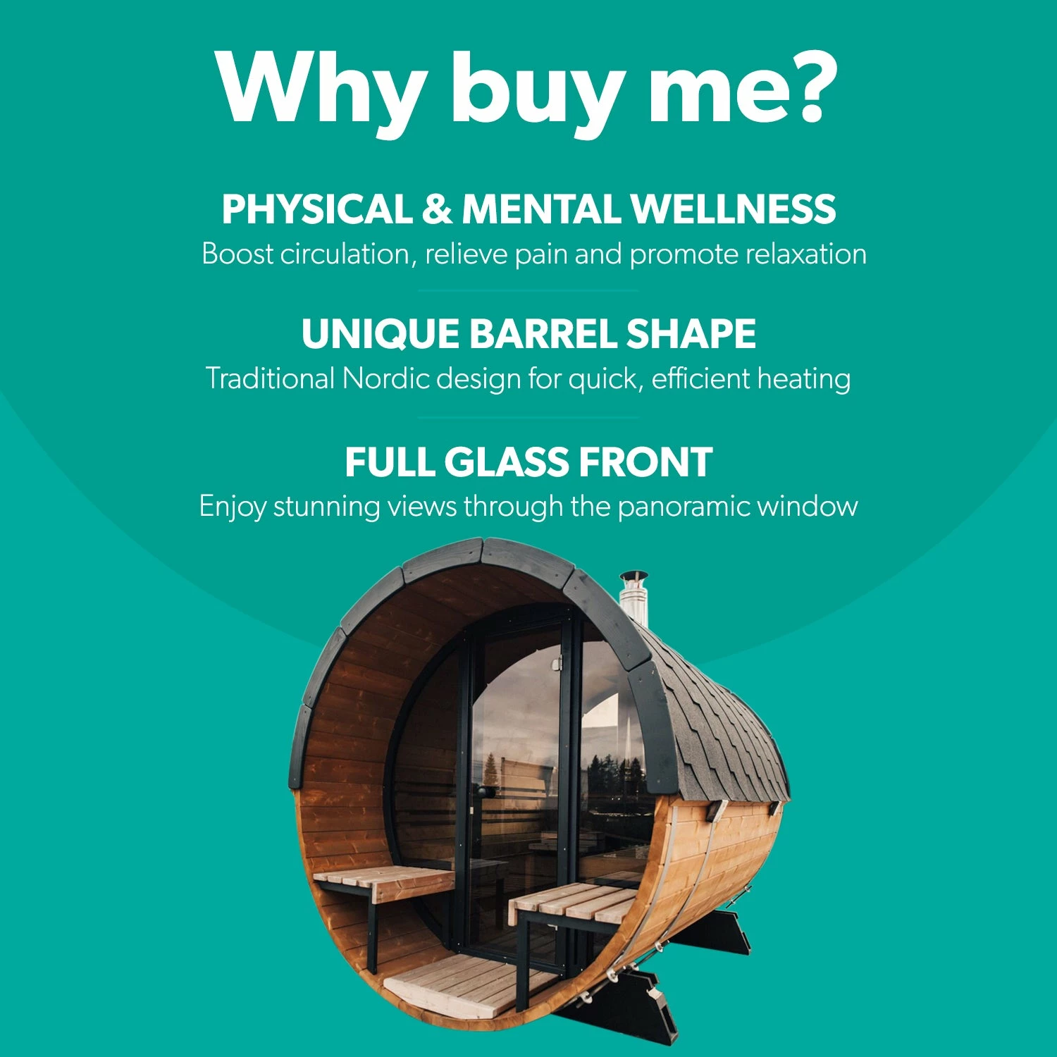 Outdoor Terrace 160 - 2 To 4 Person Barrel Sauna 4 Outdoor Terrace 160 - 2 To 4 Person Barrel Sauna - Image 2